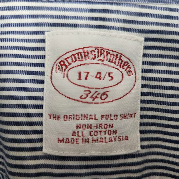 Brooks Brothers NON IRON Blue Button Down Shirt Long Sleeve Mens 17 - 4/5 - Picture 4 of 9